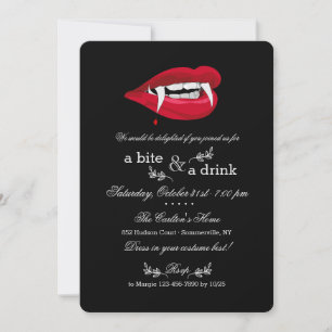 Vampire Mouth Halloween Party Invitation Kaart