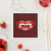 Vampire Mouth Personalized Halloween Party Text Servetten (Insitu)