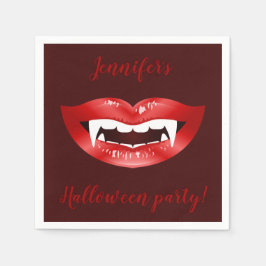 Vampire Mouth Personalized Halloween Party Text Servetten