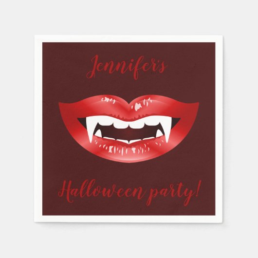 Vampire Mouth Personalized Halloween Party Text Servetten (Voorkant)