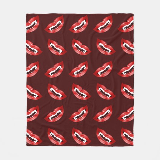 Vampire Mouths Illustrated Pattern Halloween Fleece Deken (Voorkant)