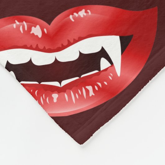 Vampire Mouths Illustrated Pattern Halloween Fleece Deken (Hoek)