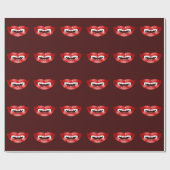 Vampire Mouths Pattern on Burgundy Red Halloween Cadeaupapier (Vlak)