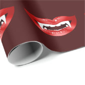 Vampire Mouths Pattern on Burgundy Red Halloween Cadeaupapier (Rol Hoek)