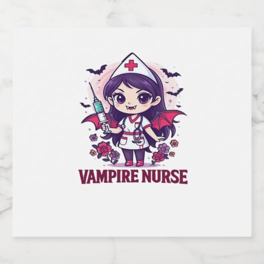 Vampire Nurse Shirt � Funny Halloween Medical Work Sparkling Wijnetiket (Enkel label)