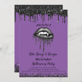 Vampire Paarse glitter lippen volwassen Halloween  Kaart (Voorkant / Achterkant)