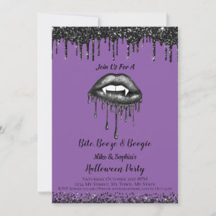 Vampire Paarse glitterlippen volwassenen Halloween Kaart