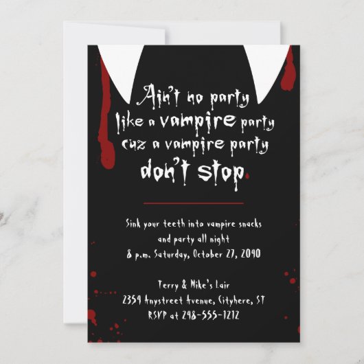 Vampire Party Stop niet met Halloween Kaart (Voorkant)