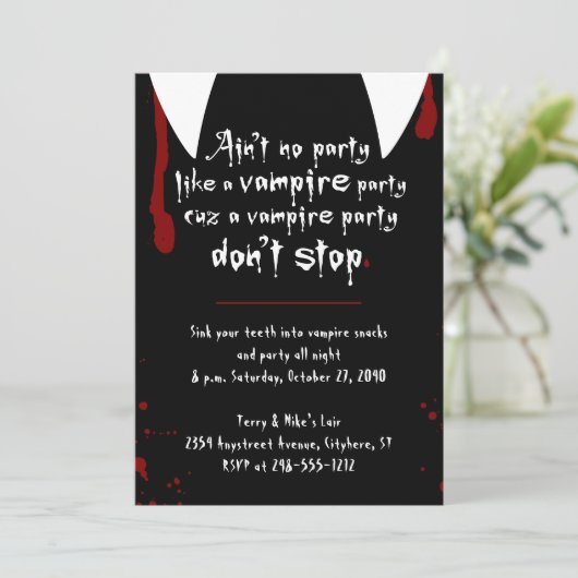 Vampire Party Stop niet met Halloween Kaart (Staand voorkant)
