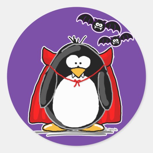 Vampire Penguin Ronde Sticker (Voorkant)