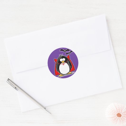 Vampire Penguin Ronde Sticker (Envelop)