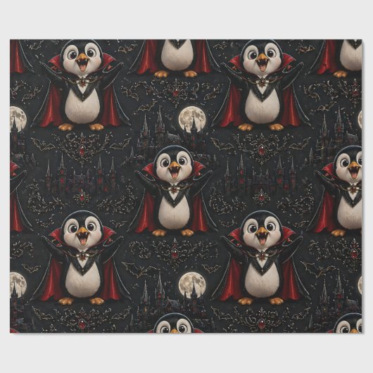 Vampire pinguïn inpakpapier verjaardagen Kerstmis (Vlak)
