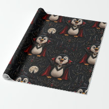 Vampire pinguïn inpakpapier verjaardagen Kerstmis
