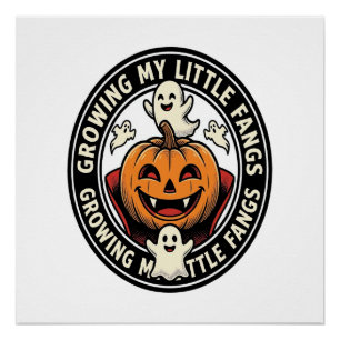 Vampire Pompoen Badge Mijn Kleine Hoektanden Laten Perfect Poster