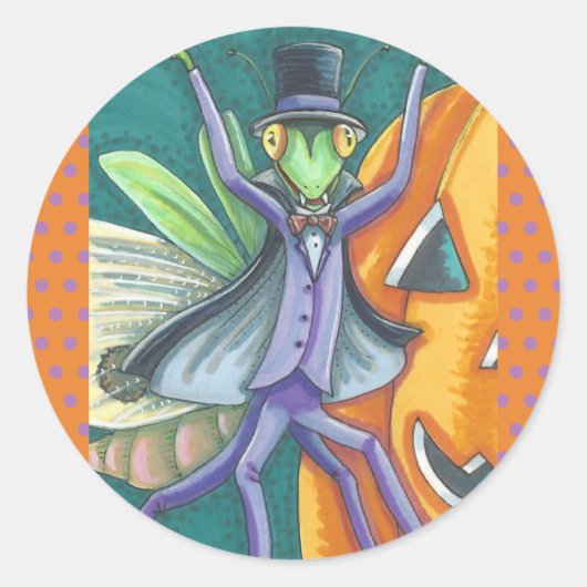 VAMPIRE PRAYING MANTIS BUG STICKERS SHEET Round (Voorkant)