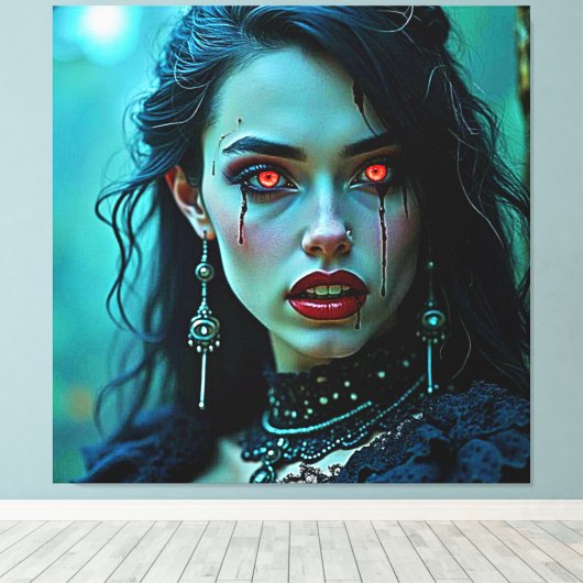 Vampire Queen: Dark Allure Art Canvas Afdruk (Insitu (Houten vloer))