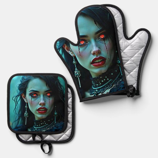 Vampire Queen: Dark Allure Art Ovenwant & Pannenlap Set (Voorkant / Achterkant)