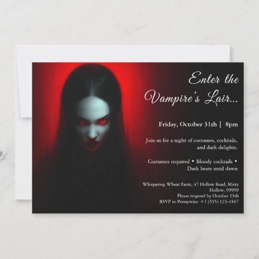 Vampire Queen – Halloween Kostuumfeest Uitnodiging (Voorkant)