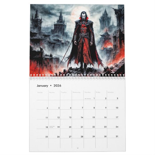 Vampire Realms – Gothic Fantasy Art Calendar 2026 Kalender (Jan 2026)