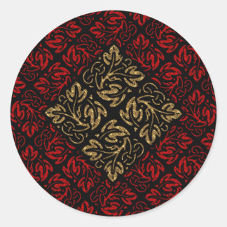 Vampire Red en Gold Damask Gothic Art Ronde Sticker
