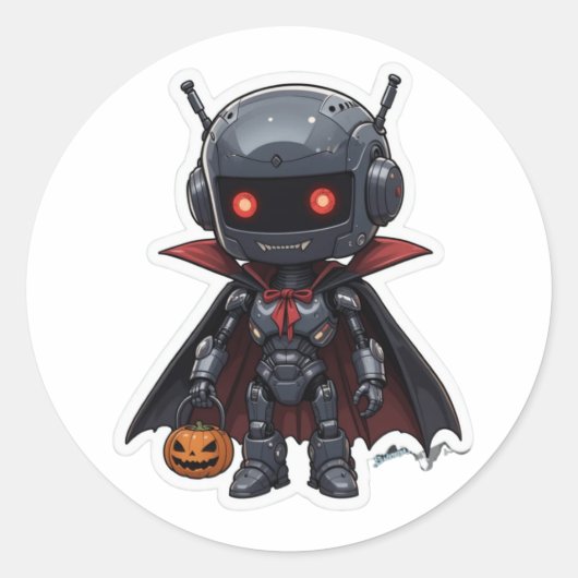 Vampire Robot Halloween Schattig Science-Fiction G Ronde Sticker (Voorkant)