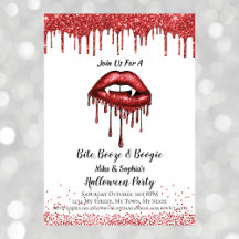 Vampire rode glitters lippen Halloween feestje wit