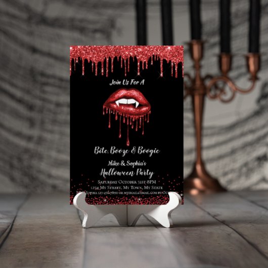 Vampire rode glitters lippen volwassenen Halloween Kaart