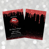 Vampire rode glitters lippen volwassenen Halloween Kaart
