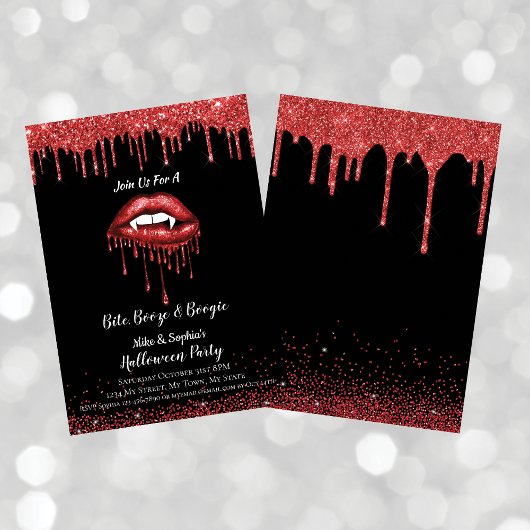 Vampire rode glitters lippen volwassenen Halloween Kaart