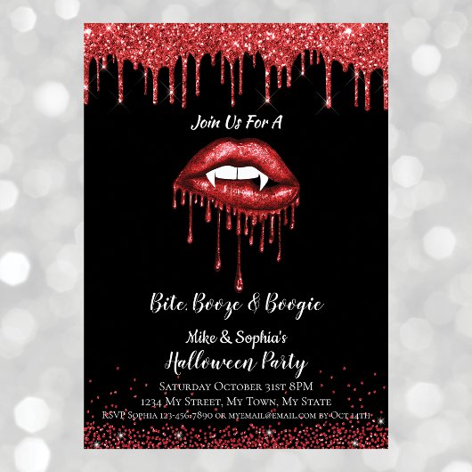 Vampire rode glitters lippen volwassenen Halloween Kaart