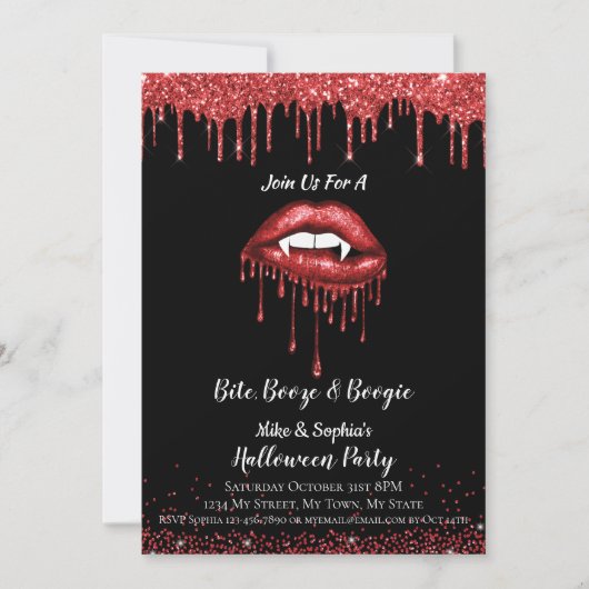 Vampire rode glitters lippen volwassenen Halloween Kaart (Voorkant)