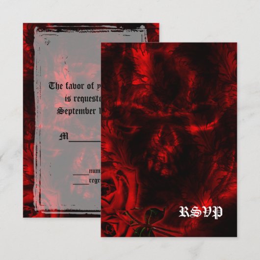 Vampire Rozen Gothic bruiloft RSVP Kaartje (Voorkant / Achterkant)