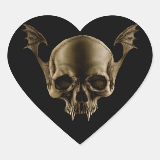 Vampire schedel hart sticker (Voorkant)