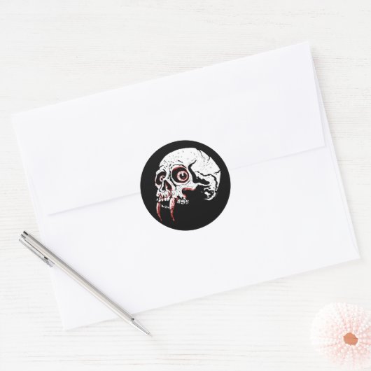 Vampire schedel ronde sticker (Envelop)