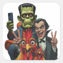 "Vampire Selfie" Chessy Chicken Selfies Vierkante Sticker