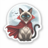 Vampire Siamese – Halloween Siamese kat Sticker (Voorkant)