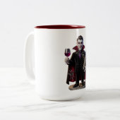 Vampire Sommelier Cabernet Vampirius Funny Hallowe Tweekleurige Koffiemok (Voorkant links)