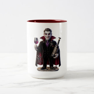 Vampire Sommelier Cabernet Vampirius Funny Hallowe Tweekleurige Koffiemok