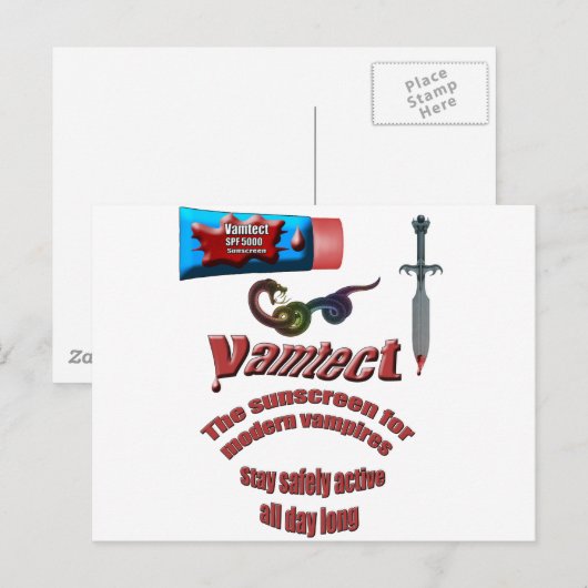 Vampire Sunscreen Briefkaart (Voorkant / Achterkant)
