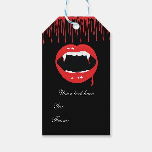 Vampire Tanden Bloed Dracula Halloween Feest Favor Cadeaulabel (Voorkant)