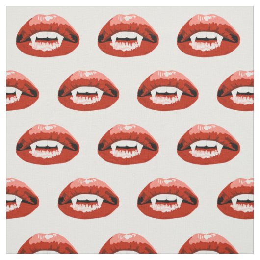 Vampire Tanden Rode Lippen Mond Stof (Swatch)