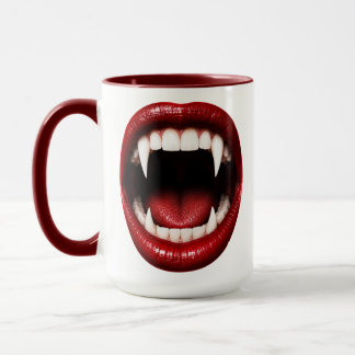 Vampire Tanden Rode Lippen Open Mond Halloween Mok
