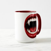 Vampire Tanden Rode Lippen Open Mond Halloween Mok (Voorkant rechts)