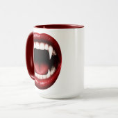 Vampire Tanden Rode Lippen Open Mond Halloween Mok (Voorkant links)