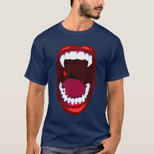 Vampire Teeth Horror Show Demon Fangs Red Paars T-shirt (Voorkant)