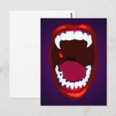 Vampire Teeth Horror Show Monster Fangs Red Paars Briefkaart (Voorkant / Achterkant)
