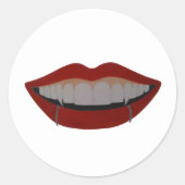 Vampire teeth ronde sticker (Voorkant)