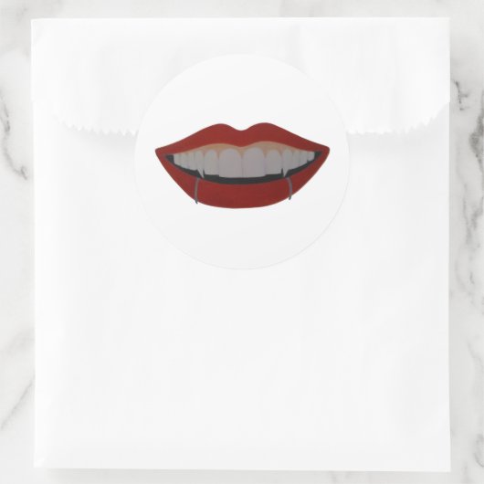 Vampire teeth ronde sticker (Tas)