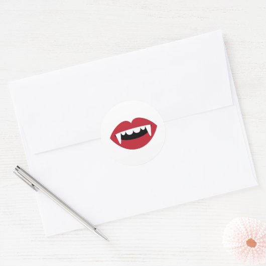 Vampire Teeth Ronde Sticker (Envelop)