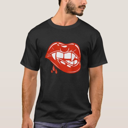Vampire Teeth Vampire Fangs Lips voor Halloween Pa T-shirt (Voorkant)